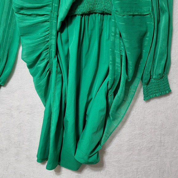 Nanette Lepore Dress Size 16 Green Smocked Knee length Long Sleeve Fit Flare - Picture 9 of 11